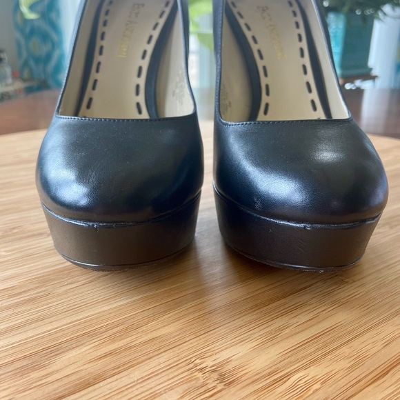 Black Leather Enzo Angiolini Platform Heels-8M - Picture 3 of 13